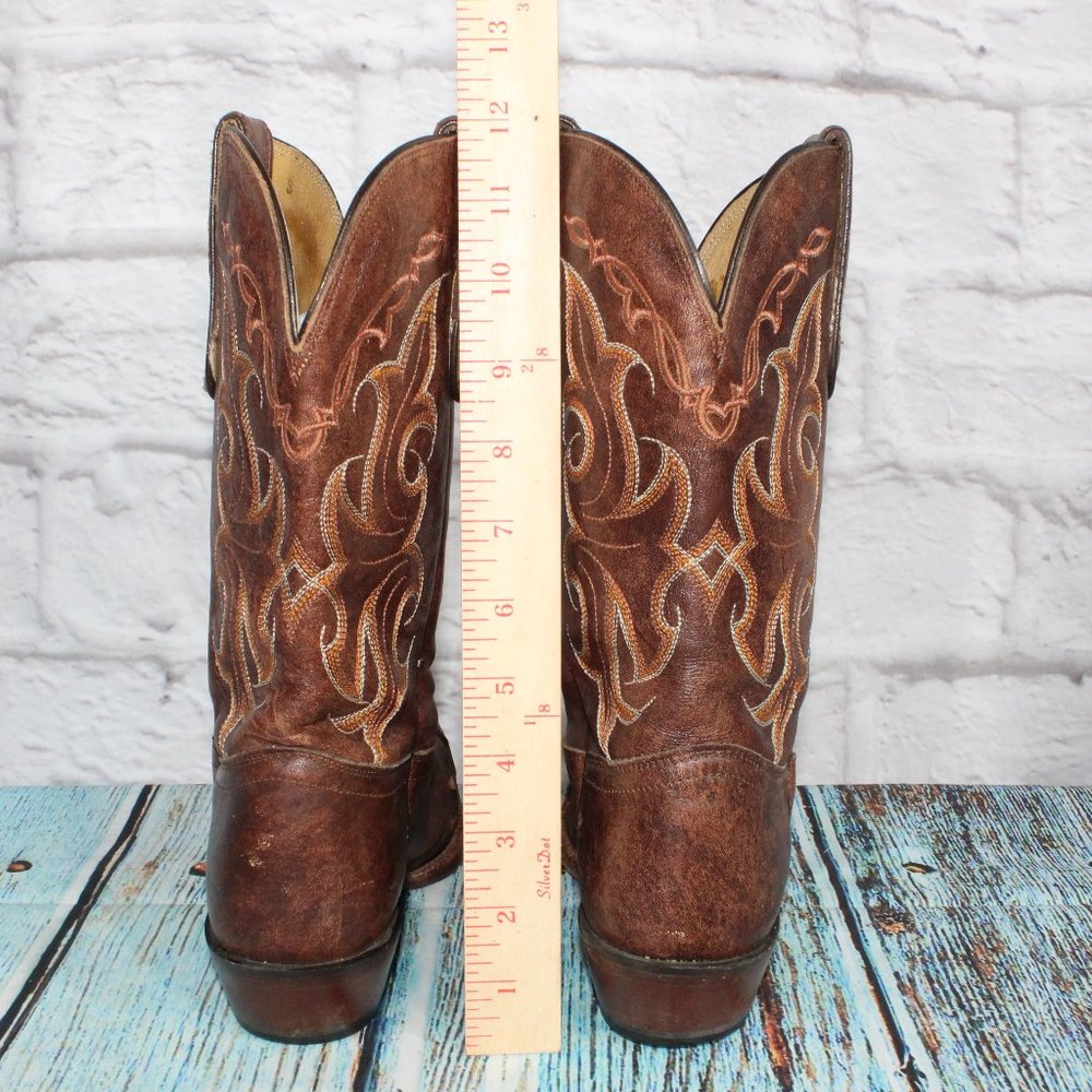 Tony Lama Santa Fe Vaquero Brown Leather Cowgirl Western Boots 8.5 B - Picture 8 of 9